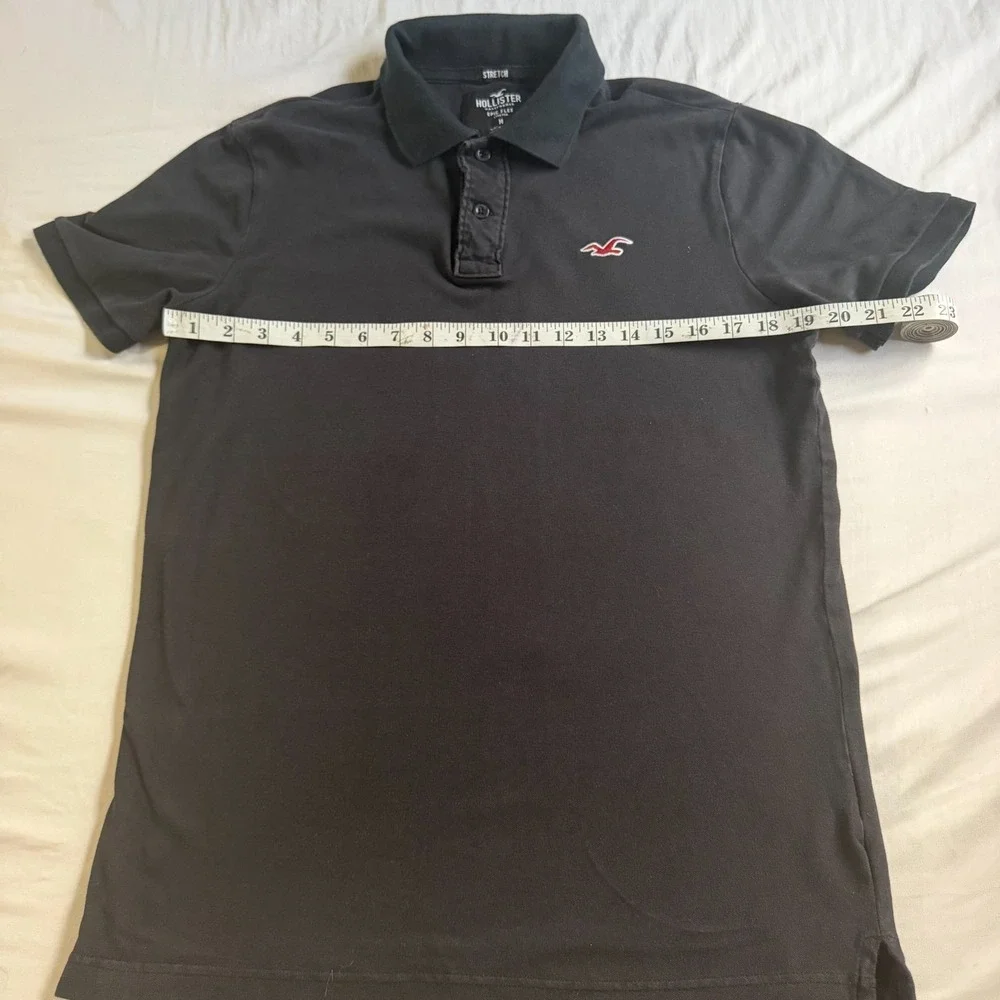 Hollister Mens Medium Black Cotton Blend Stretch Short Sleeve Polo Shirt